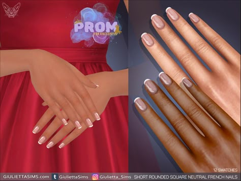 Sims 4 Natural Nails Cc, Sims 4 French Nails Cc, Sims 4 French Nails, Sims 4 Short Nails, Sims 4 Cc French, Nails For Sims 4, Sims Nails, Short French Nails, Nail Signs