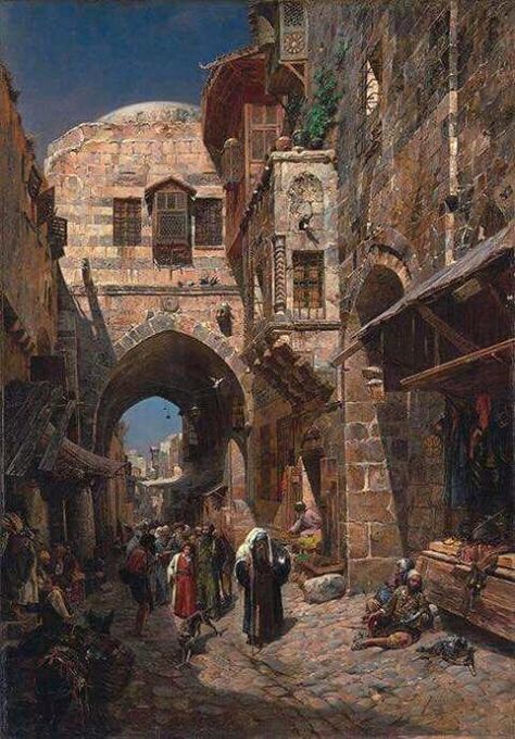 Old Palestine# on Twitter: "Draw for Jerusalem for the germanic artist Ghostaf 1880 https://t.co/xq42e5FuvK" Oil Painting Gallery, Arabian Art, Old Egypt, Egypt Art, Islamic Paintings, Eastern Art, Hur Man Målar, Arabic Art, Jewish Art