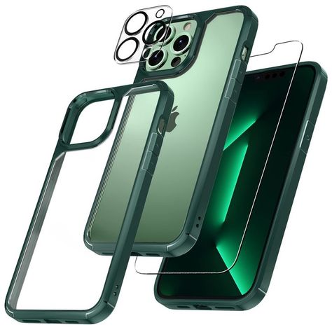 TAURI [3 in 1 Defender Designed for iPhone 13 Pro Case 6.1 Inch, with 2 Pack Tempered Glass Screen Protector + 2 Pack Camera Alpine Green, Lifeproof Case, Phone Store, Iphone 13pro, Green Cases, Screen Protector Iphone, Iphone 13 Pro Max Case, Marble Case, Casetify Iphone