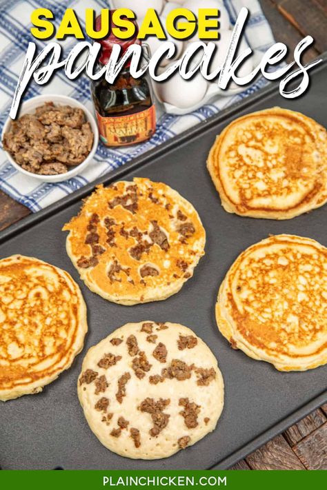 Waffle Maker Recipes Breakfast, Sausage Pancakes, Amish Breakfast, Plain Chicken Recipe, Pancakes For Dinner, Bread Puddings, Waffle Maker Recipes, Scrumptious Food, Breakfast Casseroles