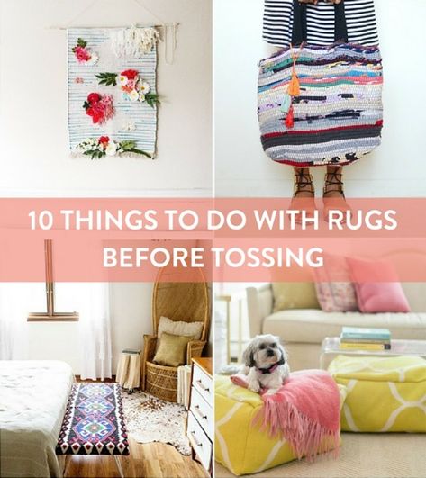 Rug Makeover, Crafts Upcycling, Diy Pouf, Craft From Waste Material, Ombre Wall, Recycled Rugs, Asian Rugs, Recycled Projects, Old Rug