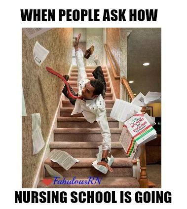 When people ask how nursing school is going. Nurse funny. Nursing humor. Nursing School Memes, Funny People Falling, Nursing Student Humor, Nursing School Prerequisites, Nursing Motivation, Nursing Board, College Nursing, Nursing School Humor, Student Humor