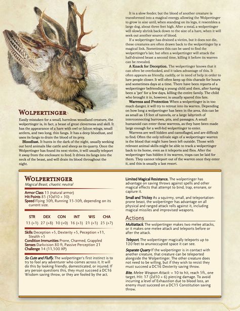 Dnd Fae Creatures, Dnd Wild Shape, Dnd Forest Creatures, Dnd Familiar, Dnd Generator, Dnd Pets, Dnd Animals, Dnd Decor, Stat Block