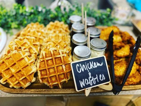 Chicken Waffle Charcuterie Board, Chicken And Waffles Board, Chicken And Waffle Charcuterie Board, Waffles Charcuterie Board, Waffle Charcuterie Board, Board Party, Charcuterie Inspiration, Christmas Brunch, Palm Sunday