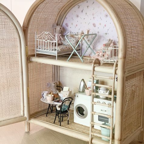 Rattan Cabinet, Kids Toy Store, Heirloom Toys, Tiny Furniture, Mini Doll House, Diy Kids Toys, 2 Shelves, Miniature Houses, Miniature Furniture