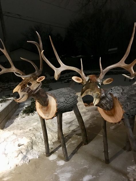 Easy Woodworking Projects Diy, Wood Log Crafts, Tre Kunst, Wood Reindeer, Wood Yard Art, Wooden Reindeer, Wooden Christmas Crafts, Wood Art Projects, Diy Garden Furniture