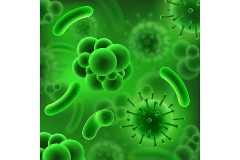 Bacteria and germs or viruses, virology and microbiology science research 3D background. Microorganisms in liquid of round and oblong shapes. Microscopic harmful or healthy bodies or cells vector Leaf Lessons, Lungs Art, Healthy Bodies, Science Research, Aliens And Ufos, 3d Background, Microbiology, Mandala Art, Free Vector Images