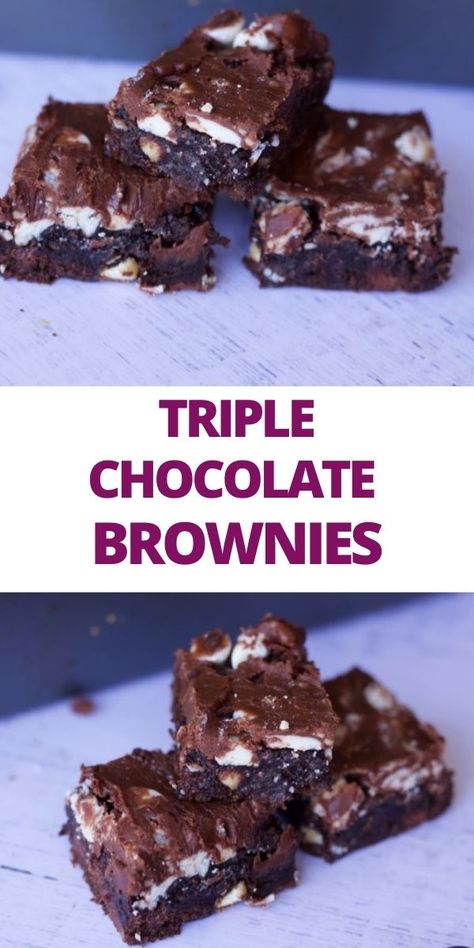 Black And White Brownies, Easy Few Ingredient Desserts, Boxed Brownie Recipes, Brownie Mix Recipes, Desserts With Few Ingredients, Chewy Brownies, Recipes With Marshmallows, Dessert Ingredients, Triple Chocolate