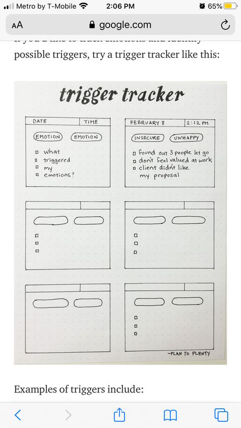 Trigger tracker fir bullet journaling Bujo Trigger Tracker, Bujo Life Tracker, Neurodivergent Journal, Bullet Journal Starter Pages, Bullet Journal Filler Pages, Trigger Journal, Bujo Starter Pages, Dot Grid Journal Ideas, Therapy Journaling Layout