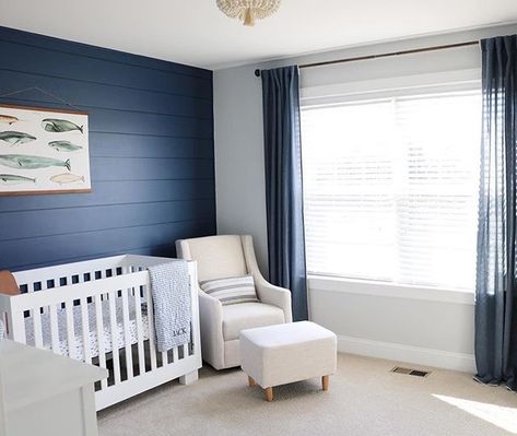 When one of your best-selling nursery gliders is on sale! 🙌🙌🙌 TAP image for deets and grab this before the offers ends on 1/31. 📸: @lindsaymarshhh Shiplap Nursery Wall, Blue Shiplap, Shiplap Nursery, Planked Walls, Nautical Baby Room, Ideas For Small Homes, Navy Nursery Boy, Nursery Gliders, Nautical Nursery Boy