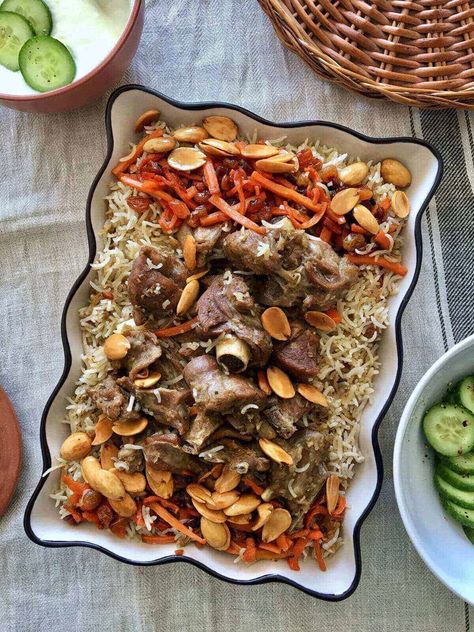 Afghani Pulao | Kabuli Palau Qabili Palau, Afghani Pulao, Caramelized Carrots, Afghan Food Recipes, Rice Side Dish Recipes, Sauteed Carrots, Flat Pan, Rice Side, Rice Side Dishes