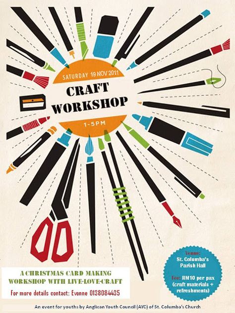 Live-Love-Craft: Weekend Workshop Art Festival Poster, Exhibition Posters, Craft Market, Indie Art, Crafts Workshop, Creative Workshop, Craft Markets, Art Workshop, Illustration Inspiration