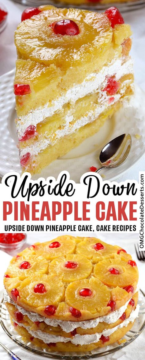 This pineapple upside down cake is soft and buttery with a caramelized brown sugar pineapple & cherry topping. #pineapple #upside #down #cake Upside Down Pineapple Cake, Cake For Dad, Brown Sugar Pineapple, Upside Down Pineapple, Weight Watcher Desserts, Cherry Topping, Coconut Dessert, Low Carb Dessert, Pineapple Upside