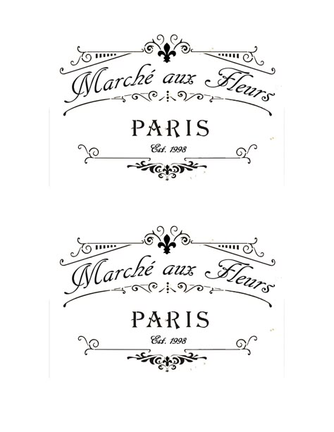 French Flower Market Labels (4"x6")                                                                                                                                                     More French Logo Design, Logo Design Vintage, French Logo, French Stencil, French Typography, French Signs, White Labels, Etiquette Vintage, Foto Transfer