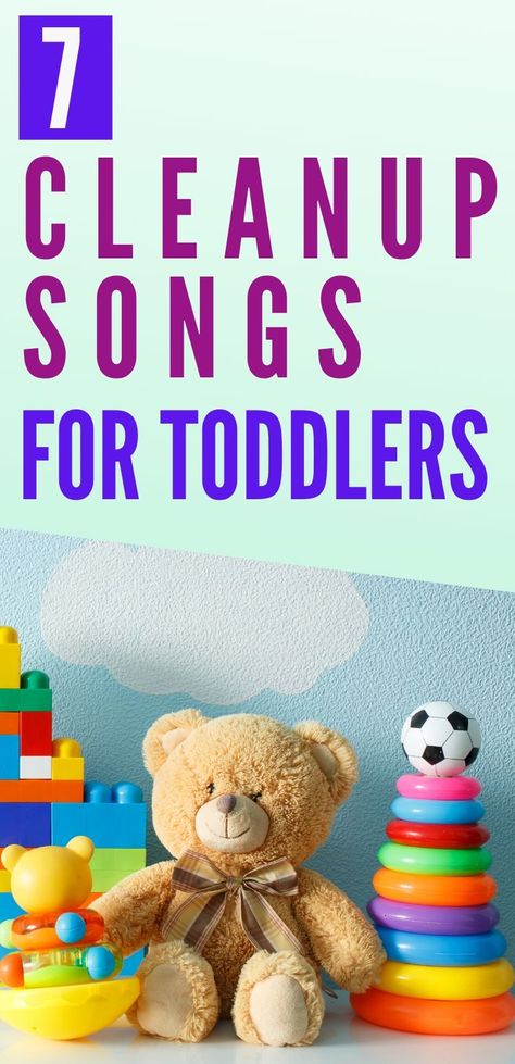 7 fun clean up songs for toddlers to get them to clean up their toys. Because we all know that a fun song works better than pleading with a toddler. Use these cleanup songs to teach your child to clean up after themselves and make it fun for them to do cleanup chores. Clean Up Songs For Preschool, Classroom Management Songs, Clean Up Song, Welcome To Preschool, Toddler Cleaning, Transition Songs, Transition Activities, Fun Song, Songs For Toddlers