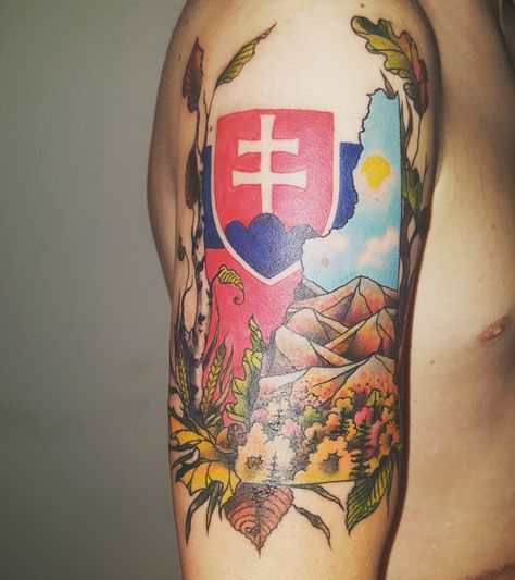 My New Hampshire/Slovakia tattoo by Rebeka Sobodacha at Scorpion Tattooing in Derry New Hampshire Slovak Tattoo, Green Tattoo, Green Tattoos, Scorpion Tattoo, Solid Green, Cross Tattoo, Symbolic Tattoos, Slovakia, Tattoo Images