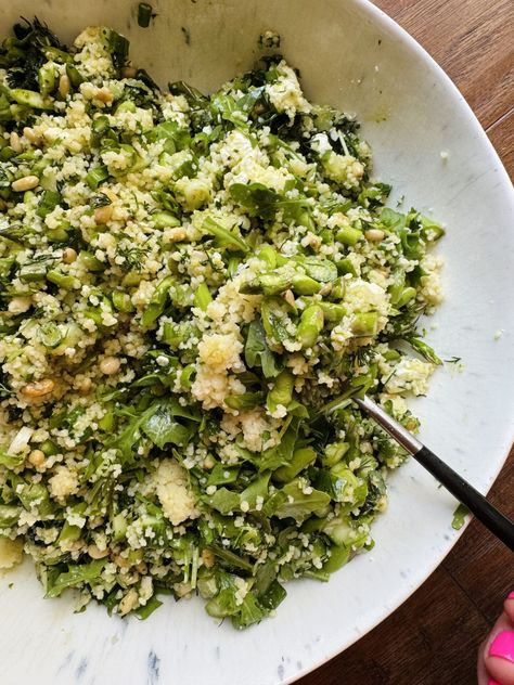 Spring Green Goddess CousCous - Natalie Mason Italian Broccoli, Salad Spring, Italian Dinner Party, Couscous Salad, Italian Dinner, Dinner Inspiration, Broccoli Salad, Green Goddess, Perfect Side Dish