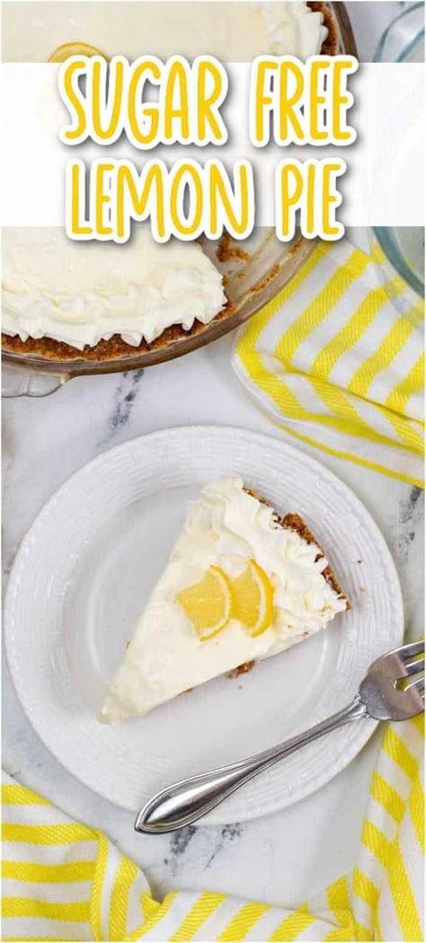 Sugar Free Lemon Pie Recipe, Sugar Free Lemon Pie, Keto Lemon Pie, No Bake Lemon Pie, Sugar Free Pie, Sugar Free Lemonade, No Sugar Desserts, Keto Pie, Lemon Icebox Pie