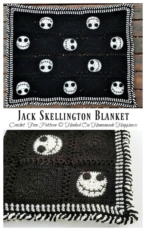 Halloween Jack Skellington Blanket Crochet Free Pattern - Crochet & Knitting Crochet Jack Skellington Blanket, Crochet Nightmare Before Christmas Blanket, Crochet Jack Skellington Pattern Free, Nightmare Before Christmas Crochet Blanket, Nightmare Before Christmas Crochet Free, Jack Skellington Crochet Pattern Free, Jack Skellington Crochet Pattern, Jack Skellington Blanket, Nightmare Before Christmas Crochet