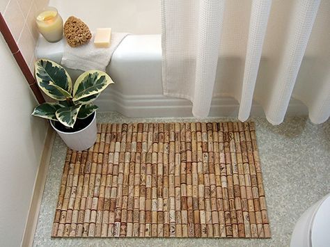 Step out of the shower and onto a comfortable cork surface with this simple DIY bath mat tutorial. Wine Cork Projects, Wine Cork Diy, Eco Crafts, Cork Projects, Wine Bottle Corks, Cork Diy, Cork Art, Dekor Diy, Wine Cork Crafts