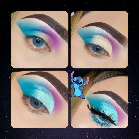 Stitch Makeup Look, Stitch Makeup, Stitches Makeup, Angel Makeup, Stitch Halloween, Stitch And Angel, Disney Stitch, Dope Nails, Stitch Disney