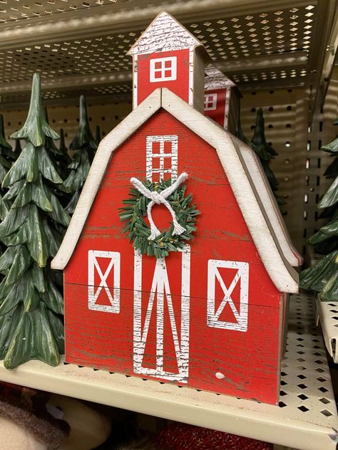 Foam board Christmas Barn DIY - Easy Christmas Dollar Tree DIY Tutorial Christmas Barn Decorations, Barn Christmas Decorations, Dollar Tree Decor Diy, Barn Board Crafts, Diy Christmas Gifts For Coworkers, Barn Board Projects, Foam Board Crafts, Barn Crafts, Dollar Tree Diy Christmas