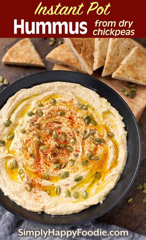 Instant Pot Hummus, Vegan Bean Recipes, Pane Pita, Tartiflette Recipe, Instapot Meals, Cooked Chickpeas, Hummus Recipe Homemade, Party Dip, Dry Chickpeas