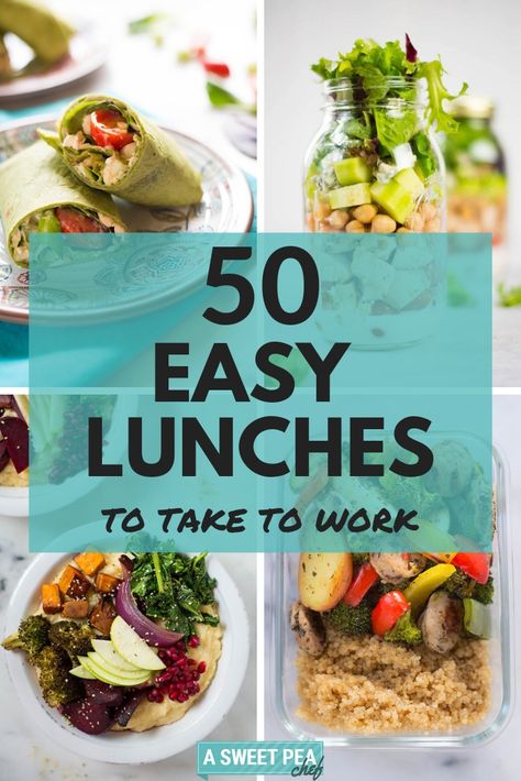 50 Easy Lunches To Take To Work (So You Love Lunch!) | Get ready to discover amazing work lunch ideas that will change your entire lunch routine.  Forget about boring sandwiches, salads that are not filling enough, going out during your lunch break only to grab something unhealthy because it was the quickest option. | A Sweet Pea Chef #easyworklunches #easylunch Lunches To Take To Work, Easy Packed Lunch, Shrimp Meal Prep, Easy Lunches For Work, Lunch Ideas For Work, Diet Funny, Cheap Lunch, Healthy Lunches For Work, Quick Lunch Recipes