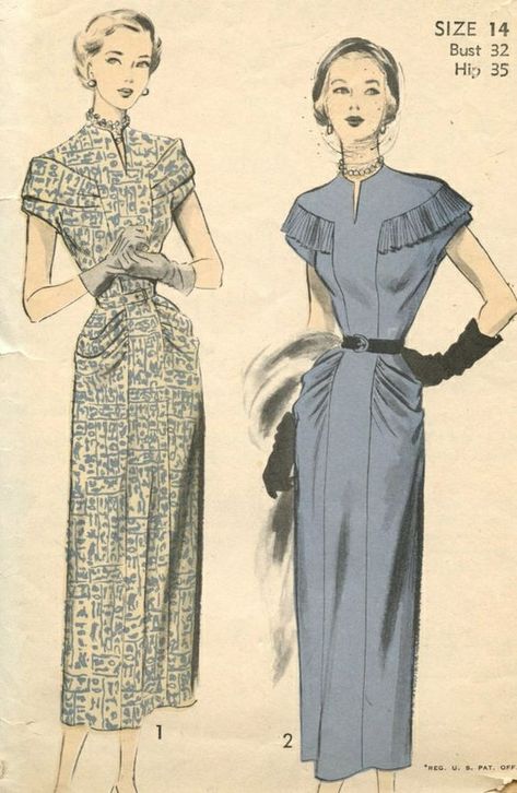 Patron Vintage, Fashion 1940s, Design Moda, Vintage Dress Patterns, 40s Fashion, Fashion Autumn, Retro Mode, 1940s Dresses, Vestidos Vintage