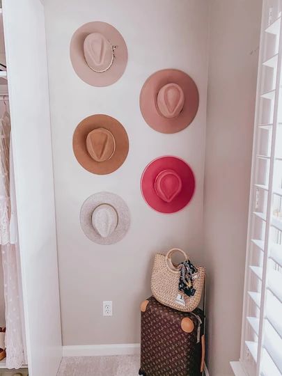 Cowboy Hats On Wall Decor, Cowboy Hat Wall Display, Cowboy Hat Wall Decor, Cowboy Hat Wall, Friends Clothing, Sister Studio, Bedroom 2024, Condo Decor, Wall Hats