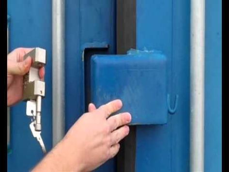 Securing a Container with a Lock Box and Security Lock Lock Boxes Ideas, Security Door Design, Glass Door Lock, Cool Lock, Security Lock, Safe Lock, Door Gate Design, House Gate Design, Cool Doors