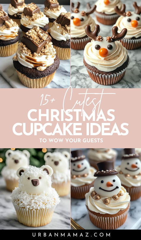 Christmas Cupcakes Cute Christmas Cupcakes For Kids, Cupcake Recipes Winter, Chocolate Frosted Cupcakes Decoration, December Birthday Cupcakes, Christmas Cupcakes Snowman, Cute Holiday Cupcakes, Holiday Cupcake Decorating Ideas, Christmas Cupcakes Decoration Ideas Xmas, Christmas Cupcake Cake Ideas