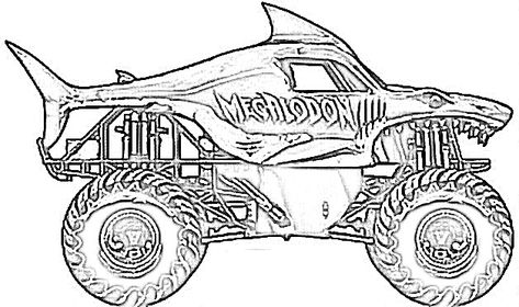 Monster Truck Drawing Easy, Monster Truck Stencil, Monster Jam Coloring Pages Free Printable, Cartoon Monster Truck, Monster Truck Coloring Book, Monster Truck Party, Monster Trucks Birthday Party, Monster Truck Birthday, Truck Party