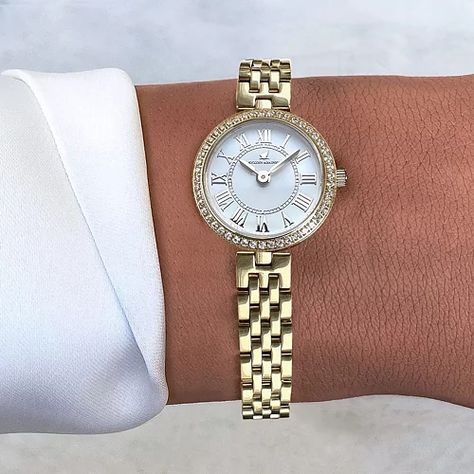 Women's Watches Gold | Hexter & Baines® - H&B Silver Watches Women, Classy Jewelry, Women's Watches, Silver Crystal, Beautiful Watches, Women's Watch, White Dial, Roman Numerals, Stone Settings