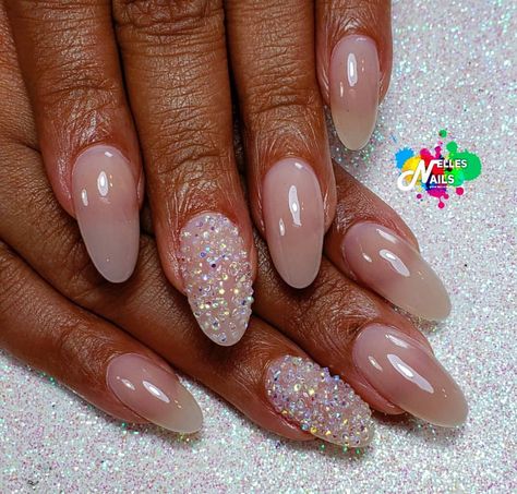 Pixie Nails Design, Pink Pixie Nails, Acrylic Nails With Pixie Crystals, Nails With Pixie Crystals, Pixie Crystal Nails, Pixie Crystals Nails, Beyonce Nails, Bella Nails, Crystal Nails