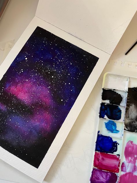 Galaxy Gouache Painting, Galaxy Painting, Galaxy Art, Passion Project, Painting Art Projects, Gouache Painting, Painting Crafts, Painting Art, Art Inspo