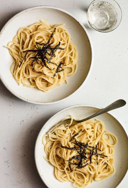 Miso Spaghetti Recipe, 5 Ingredient Creamy Miso Pasta, Creamy Miso Pasta, Miso Pasta Recipes, Asian Pasta Recipes, Miso Spaghetti, Shrimp Edamame, Nytimes Cooking, Miso Pasta