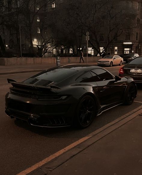 #porsche #car #dark #aesthetic #black #street #hypercar #sportscar Porche Black Aesthetic, Porsche Gt3 Rs Black Wallpaper, Black Sports Car Aesthetic, Porche Gt3rs Black, Dark Cars Aesthetic, Porsche Black Aesthetic, Porsche Gt3 Black, Black Porche Car, Porsche Gt3 Rs Wallpapers Iphone Black