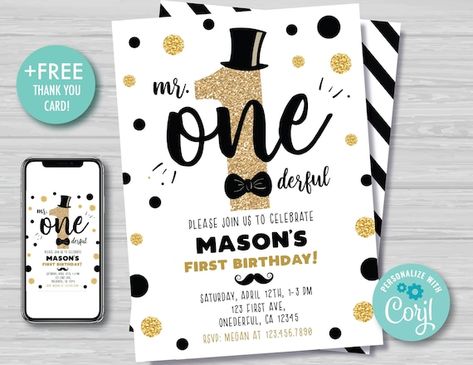 Onederful Birthday Invitation, Mr Onederful Birthday Invitations, John Bradley, Mr Onederful Birthday, Onederful Birthday, Mr Onederful, First Birthday Themes, Boy Birthday Invitations, Toddler Birthday