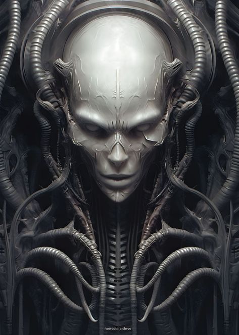 Aliens Movie Art, Black Crow Tattoos, Hr Giger Art, Bio Organic Tattoo, Giger Alien, Giger Art, Airbrush Designs, Dark Creatures, Bio Organic