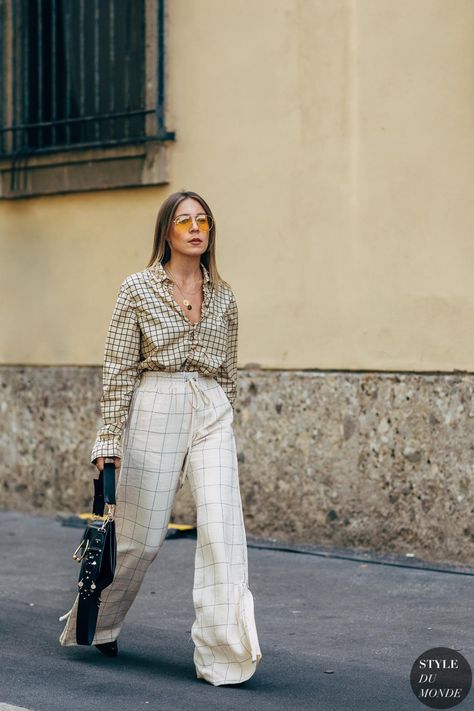 Milan SS 2019 Street Style - STYLE DU MONDE | Street Style Street Fashion Photos Checked on checked