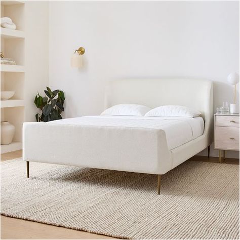 Modern Upholstered Beds, West Elm Bedding, Upholstered Sleigh Bed, Upholstered Storage Bed, Built In Bed, Bed King, Sleigh Bed, Bed Queen, Wood Bed Frame