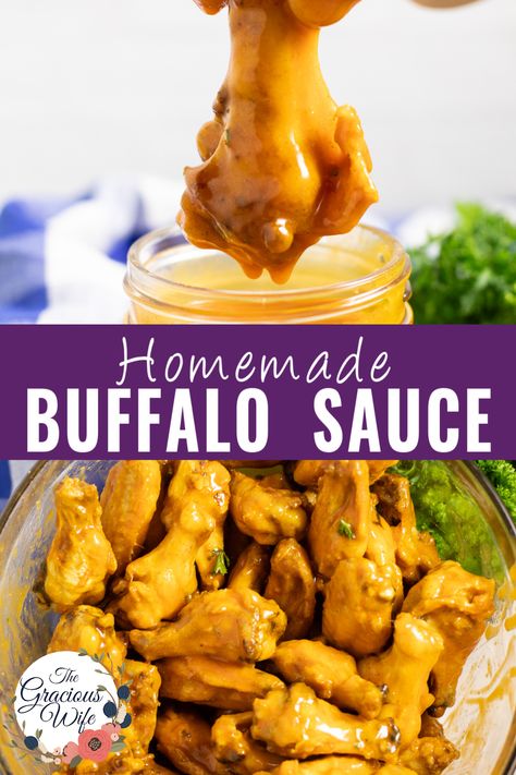 Make your own easy Homemade Buffalo Sauce for your next dinner or game night! It's made with just a few pantry ingredients, full of flavor, and easy to customize the heat to your preferences. Easy Buffalo Sauce, Buffalo Sauce Recipe Easy, Easy Homemade Buffalo Sauce, Shrimp Cocktail Sauce, Buffalo Sauce Recipe, Homemade Buffalo Sauce, Homemade Ranch, Buffalo Sauce, Buffalo Chicken Dip