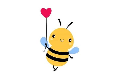 Cartoon Bees Cute, Cute Honey Bee Drawing, Cute Bee Painting, Cartoon Bumble Bee, Bees In Love, Cute Bee Illustration, Insect Character, Honey Bee Cartoon, Cartoon Bees