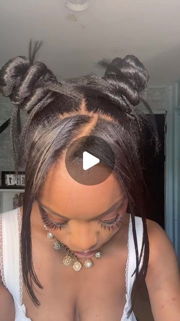 UCHECHI on Instagram: "Let’s make cereal ❤️❤️❤️ haha 🥛🥣✨ . You likey ??? Two bangs and two buns 🔥
- Also do you guys like these type of videos 👀 or more vlog style , let me know down below 🥰 
- #4chair #type4hair #kinkyhair #protectivestyles #naturalhair #ninjabuns #edgesonfleek #slayqueen" Two Space Buns Natural Hair, 2 Buns With Bangs, Two Buns With Bangs, Space Buns Natural Hair, Two Space Buns, Bun With Bangs, Two Buns, Type 4 Hair, 4c Hairstyles