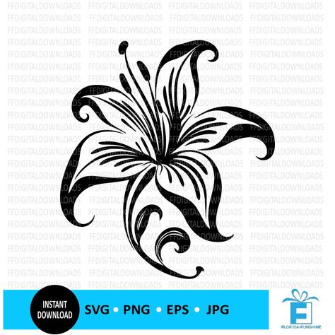 Lotus Flower Drawing Design, Stargazer Lily Drawing, Flower Silhouette Stencil, Lily Silhouette, Payasa Tattoo, Black Lilly, Lily Flower Design, Lilies Drawing, Lilies Flowers