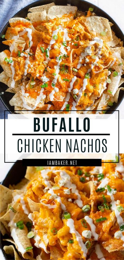 Game Day Finger Foods, Buffalo Chicken Nachos Recipe, Football Party Food Appetizers, Nachos Recept, Healthy Buffalo Chicken Dip, Buffalo Chicken Nachos, Buffalo Chicken Tacos, Chicken Nachos Recipe, Spicy Buffalo Chicken