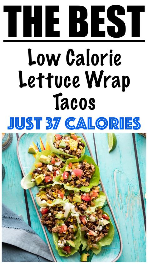 Low Calorie Lettuce Wrap Tacos Recipe Low Calorie Lettuce Wraps, Lettuce Wrap Tacos, Low Calorie Wraps, Low Carb Lettuce Wraps, Tacos For Dinner, Easy Lettuce Wraps, Turkey Taco Lettuce Wraps, 500 Calories Recipes, Lettuce Wraps Healthy