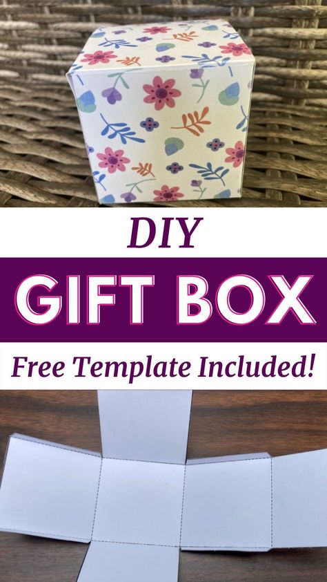 Diy Box Gift How To Make, Make Gift Boxes Diy Projects, Mini Gift Box Template, Box Patterns Templates Free Printable, Diy Mini Boxes Template, Diy Box Template Free Printable, Fold Paper Box Easy, Exploding Box Template Printable, Make A Box Out Of Cardstock