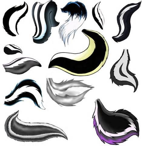 Cat Tail Illustration, Wolf Ears And Tail Drawing, Fluffy Cat Tail Drawing, Cat Tail Drawing, Skunk Craft, Cartoon Skunk, Skunk Drawing, Emoji Flower, Tail Drawing